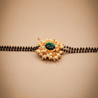 Golden-Black Green Stone Mangalsutra Bracelet