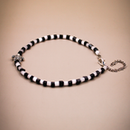 Tortoise Charm Black-White Beaded Anklets