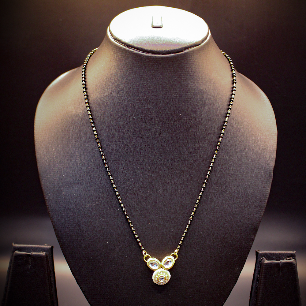 Golden Black Round & Drop Stone Work Mangalsutra