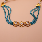 Royal Kundan Blue Hexagon Choker Set