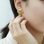 Golden Aura Shell Stud Earrings