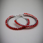 Orange Beaded Hoop  Earrings
