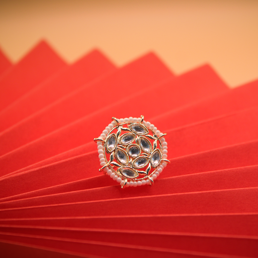 Regal Kundan Chakra Adjustable Cocktail Ring
