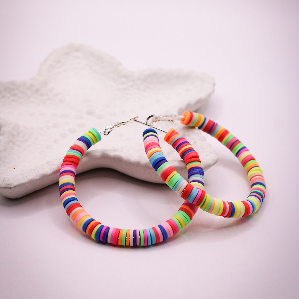 Multicolor Beaded Hoop Earrings
