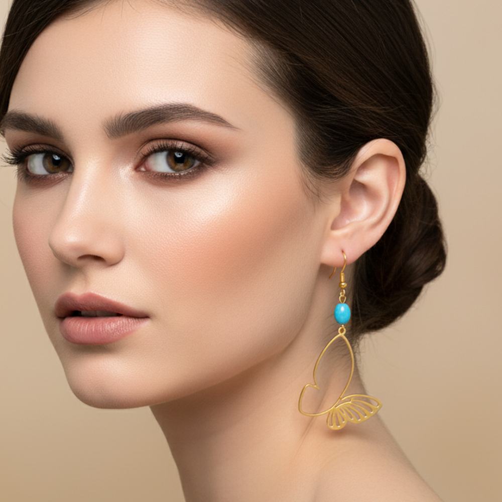 Golden Butterfly Dangle Earrings
