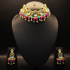 Rajwadi Rainbow Kundan Choker Set