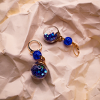Crystal Ball With Blue Sparkle Dangle Earrings