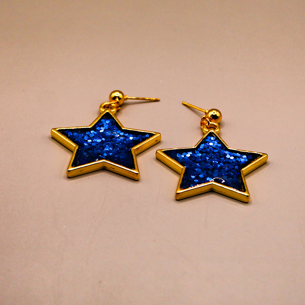 Twinkling Blue Star Dangle Earrings