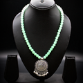 Mint Ghungroo Mandala Pendant long Necklace
