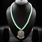Mint Ghungroo Mandala Pendant long Necklace