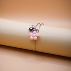 Pink Petal Delight Silver Charms Bracelet