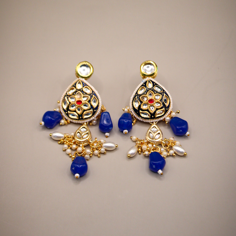 Royal Blue Drop Kundan Jewellery Set