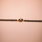 Golden-Black Blue Lotus Mangalsutra Bracelet