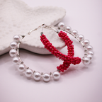 Pink-White Pearl Hoop Earrings