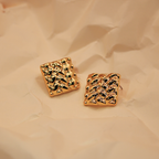 Gilded Weave Cushion Stud Earrings