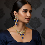 Royal Blue Drop Kundan Jewellery Set