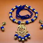 Indigo Polished Elephant Tassel Jewellery Set