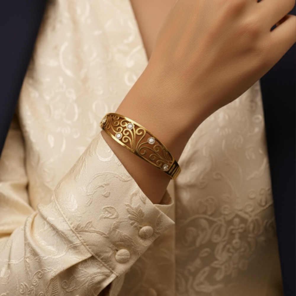 Royal Charm Golden Cuff Bracelet