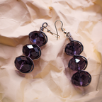 Wire Wrapped Indigo Crystal Dangle Earrings