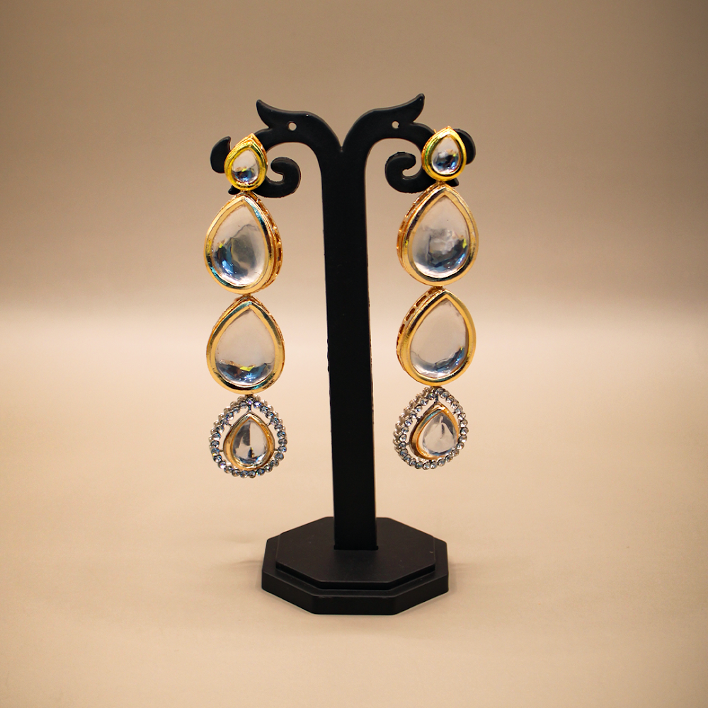 Tear Drop Kundan Dangle Earrings