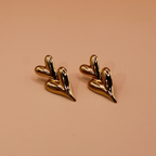 Golden Double Heart Stud Earrings
