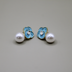 Sky Flower Pearl Stud Earrings