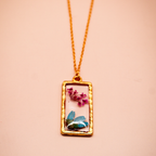 Resin Dual Bloom Rectangle resin Pendant