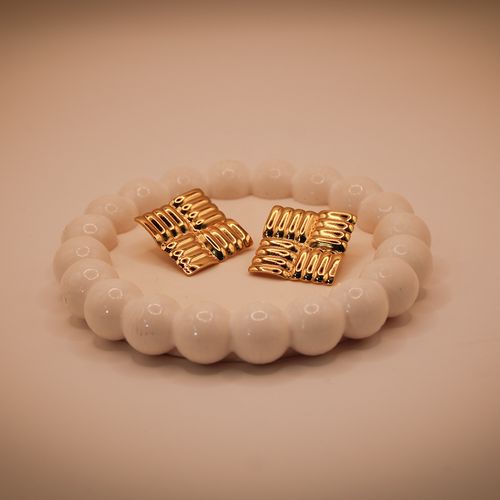 Woven Textured Square Stud Earrings