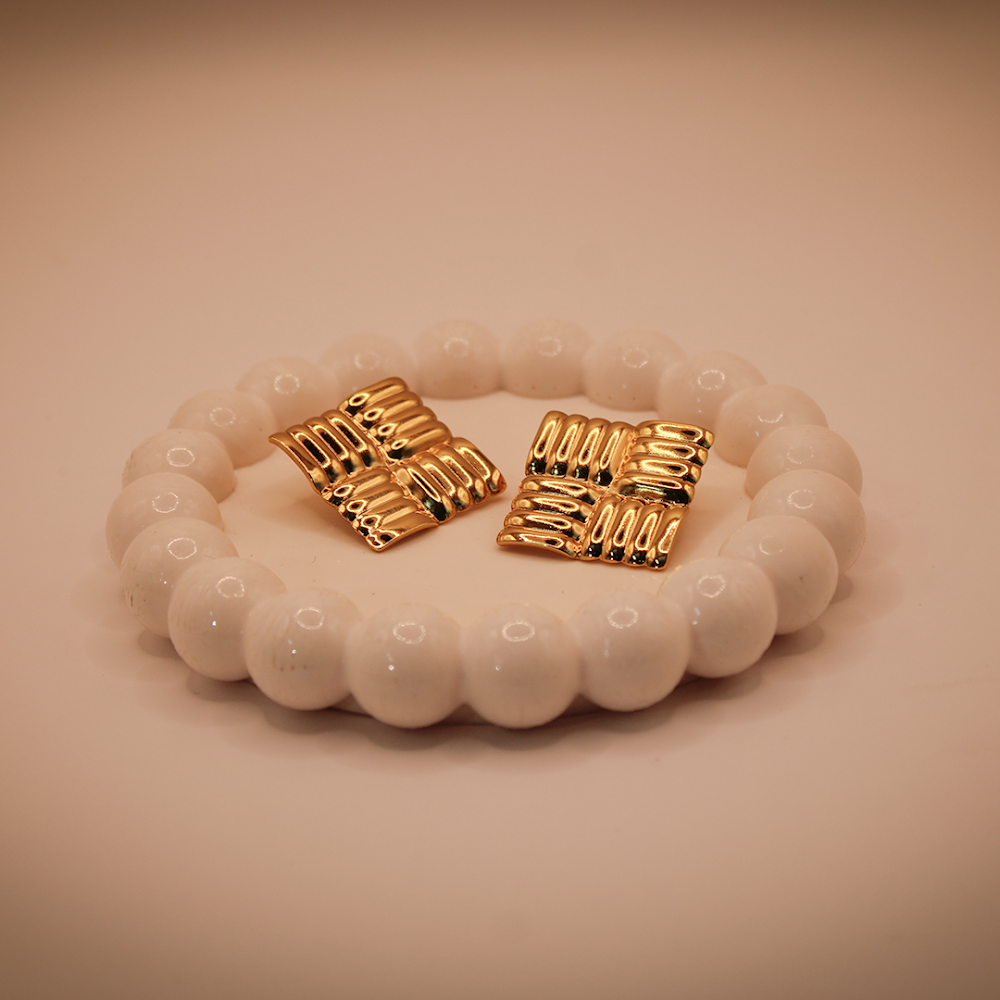 Woven Textured Square Stud Earrings