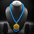 Neelam Mor Gold Drop Pendant  long Necklace