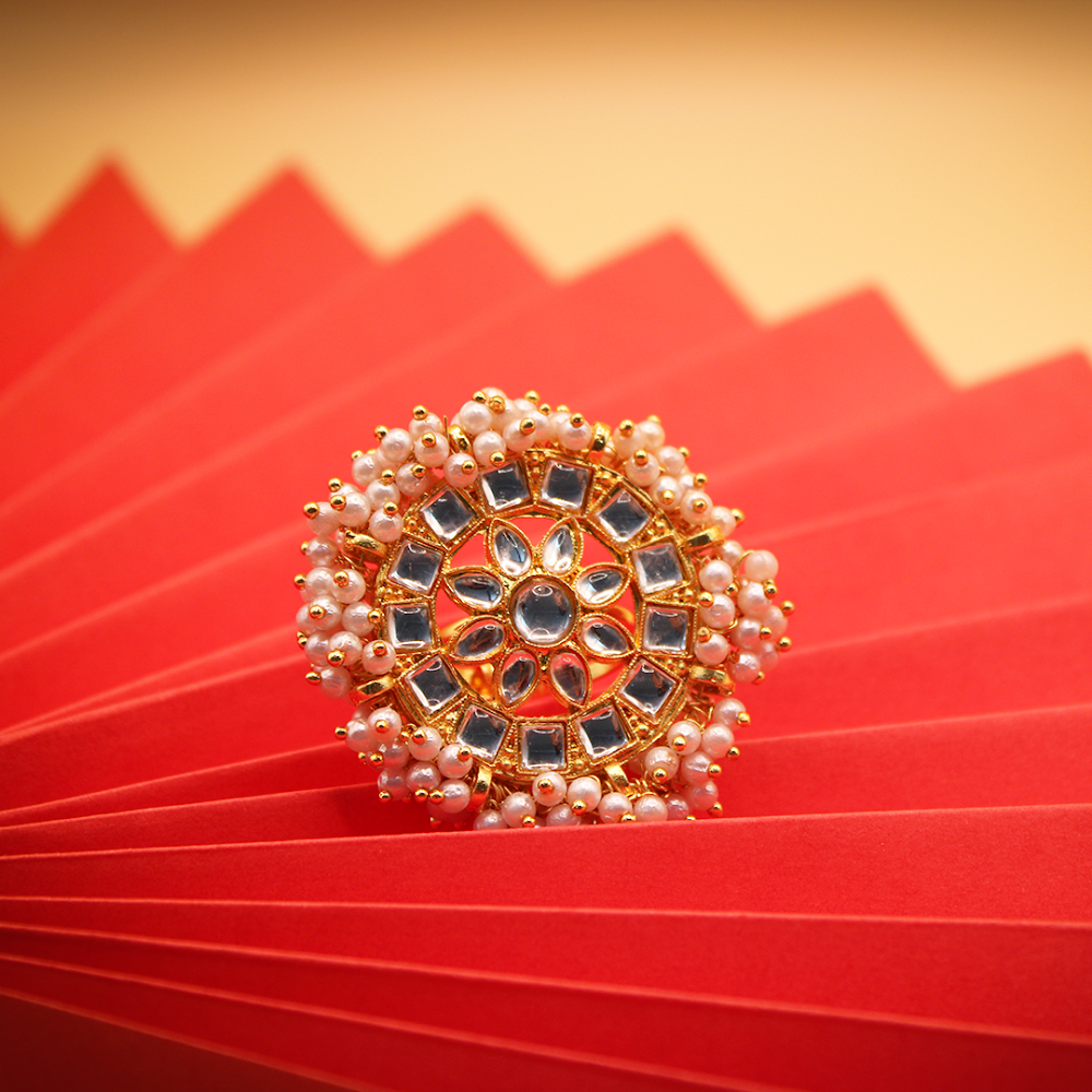 Maharani Kundan Blossom Adjustable Ring
