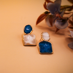 Sapphire Block Squared Glossy Drop Earrings