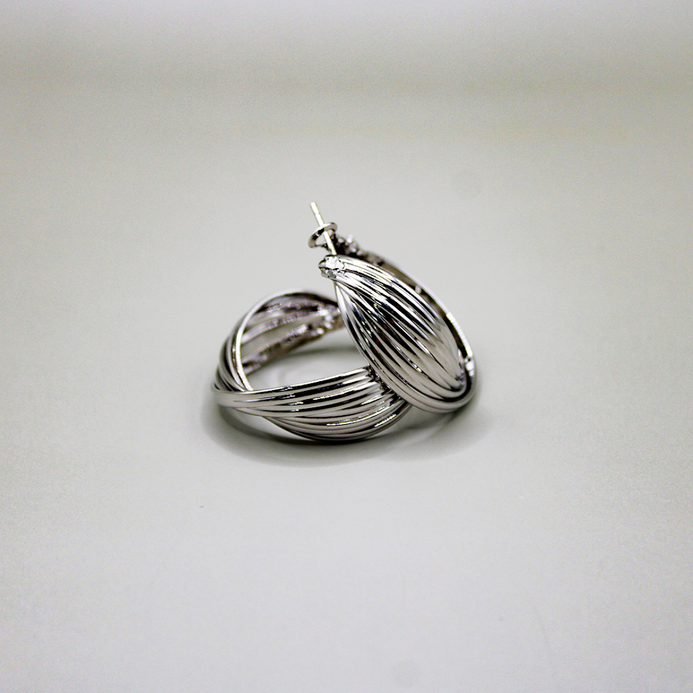 Silver Tress Orbit Hoop Earrings