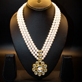 Triple Strand Kundan-Pearl Sunburst Necklace