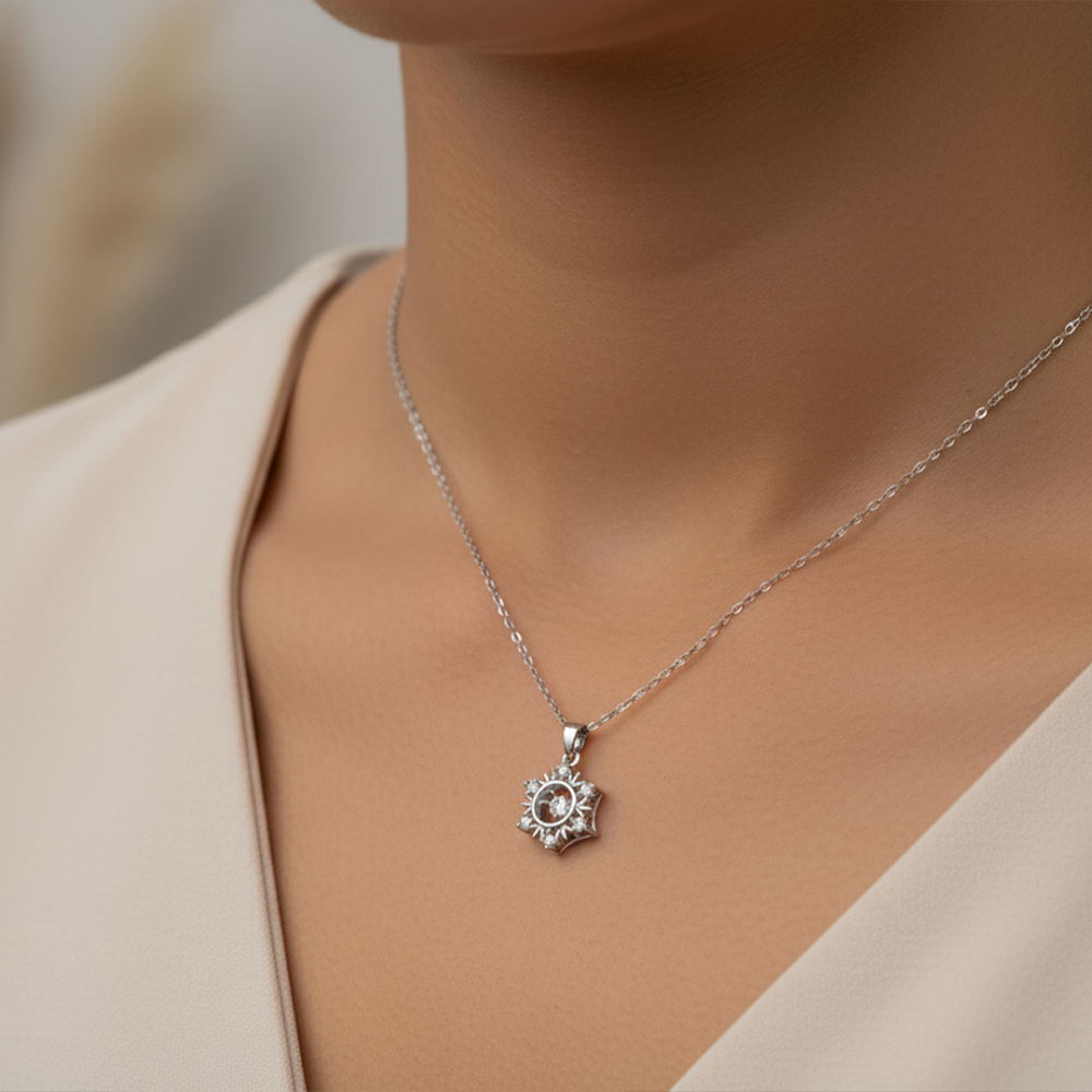 Sterling Halo Starbust Silver Pendent anti-tarnish