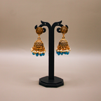 Royal Blue Beaded Jhumka Earrings