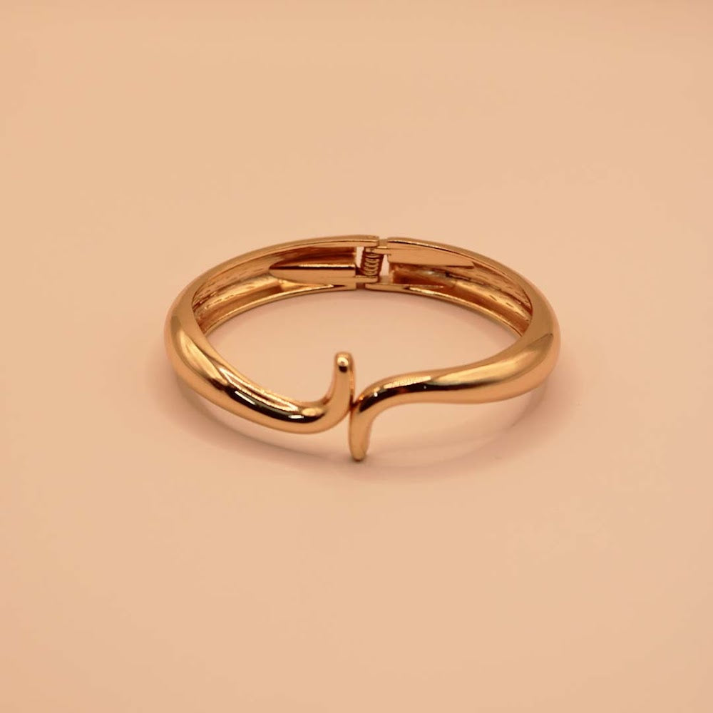 Sculpted Serpentine Golden Cuff Bracelet