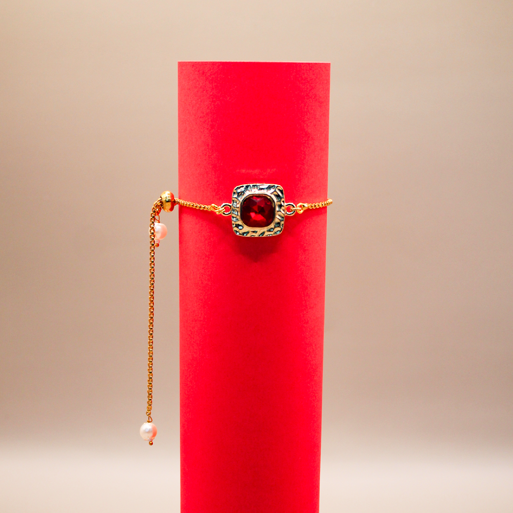 Crimson Square Kundan Bracelet