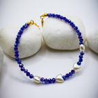 Indigo Beaded Hearts Anklets