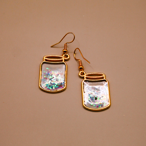 Glitter Jar Dangle Earrings