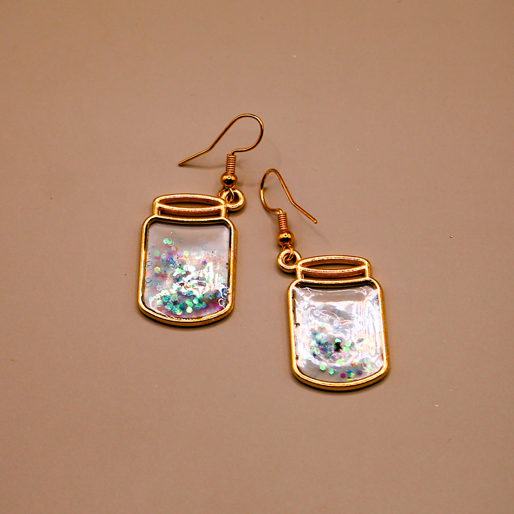 Glitter Jar Dangle Earrings
