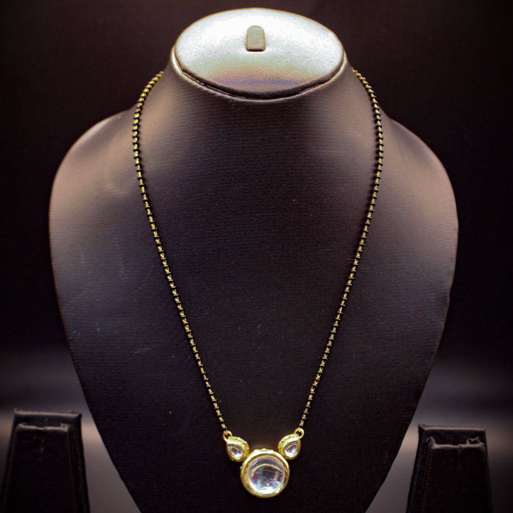 Golden Black Round Drop Mangalsutra