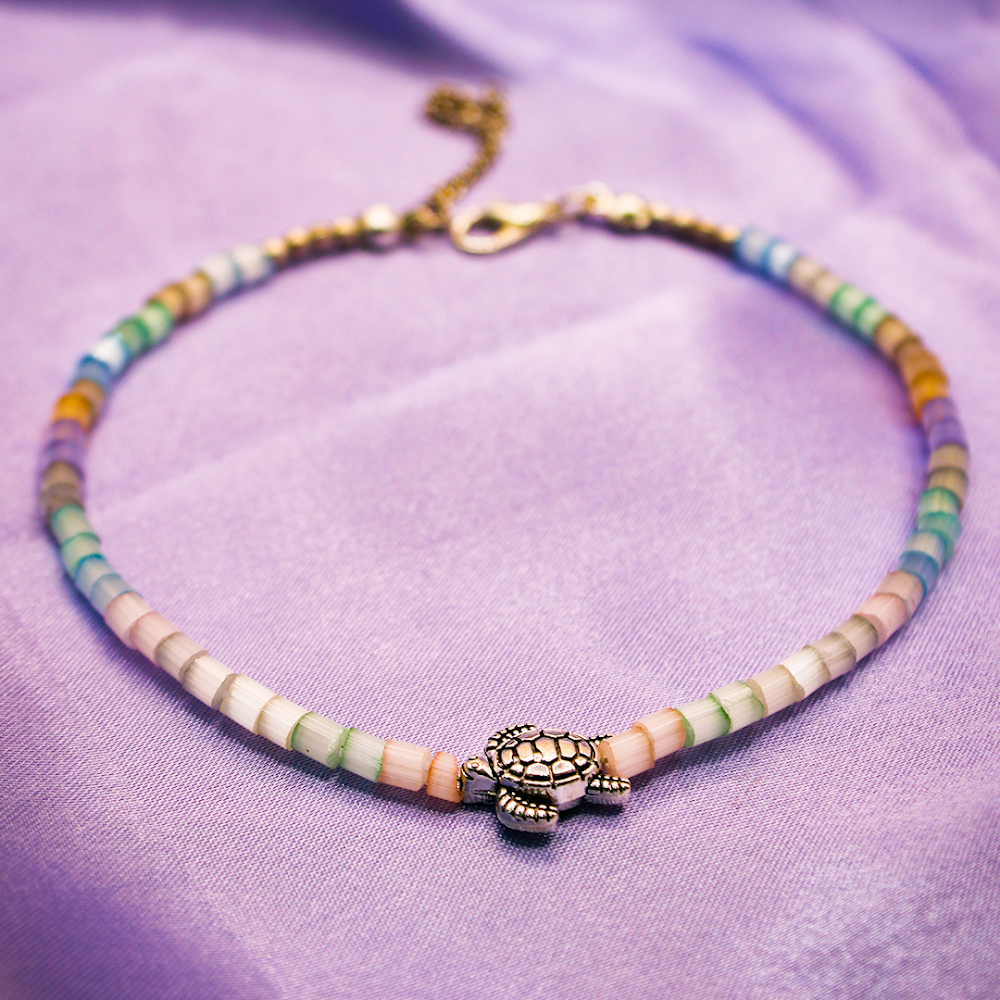 Tortoise Charm Colorful Beaded Anklets
