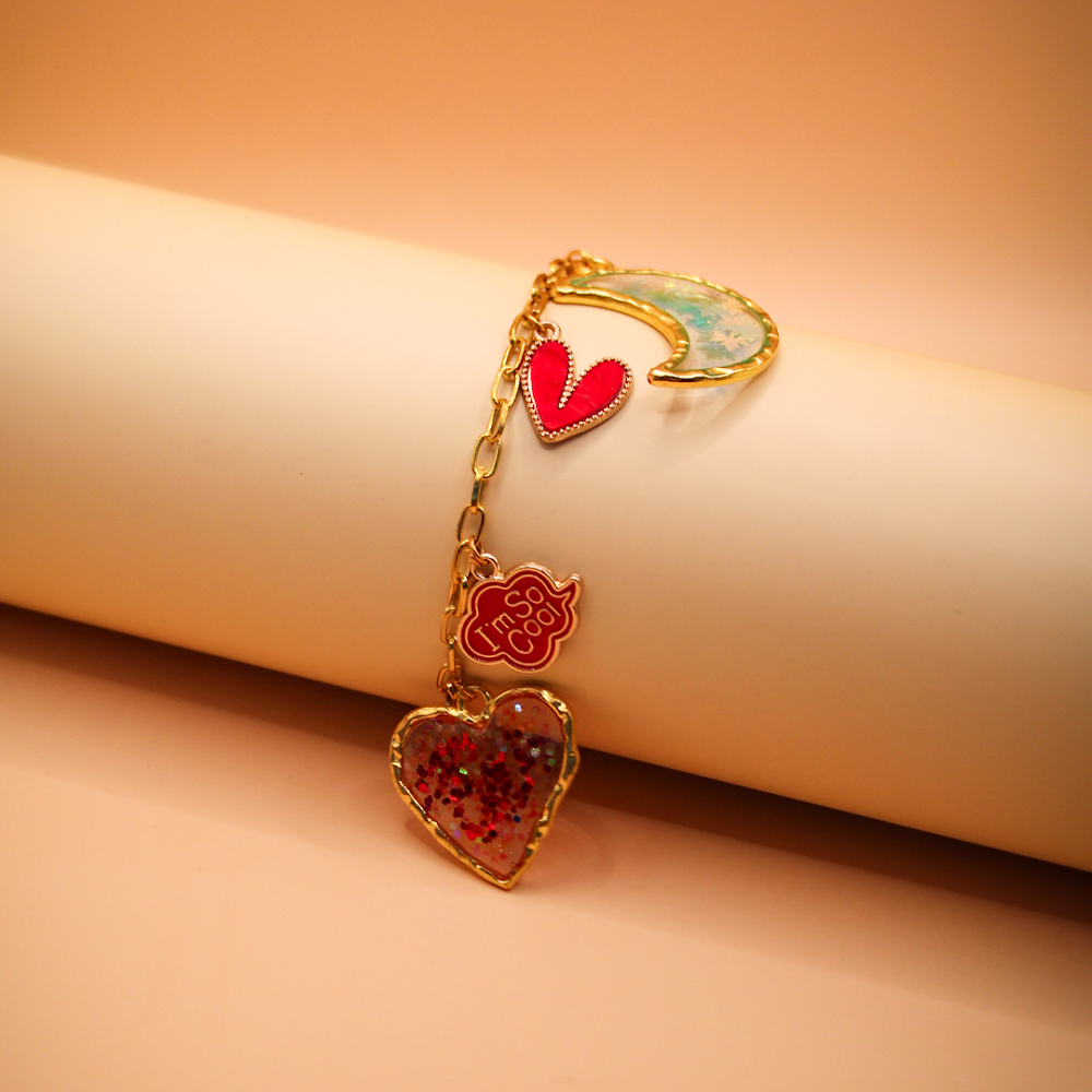 So Cool' Golden Resin Charms Bracelet