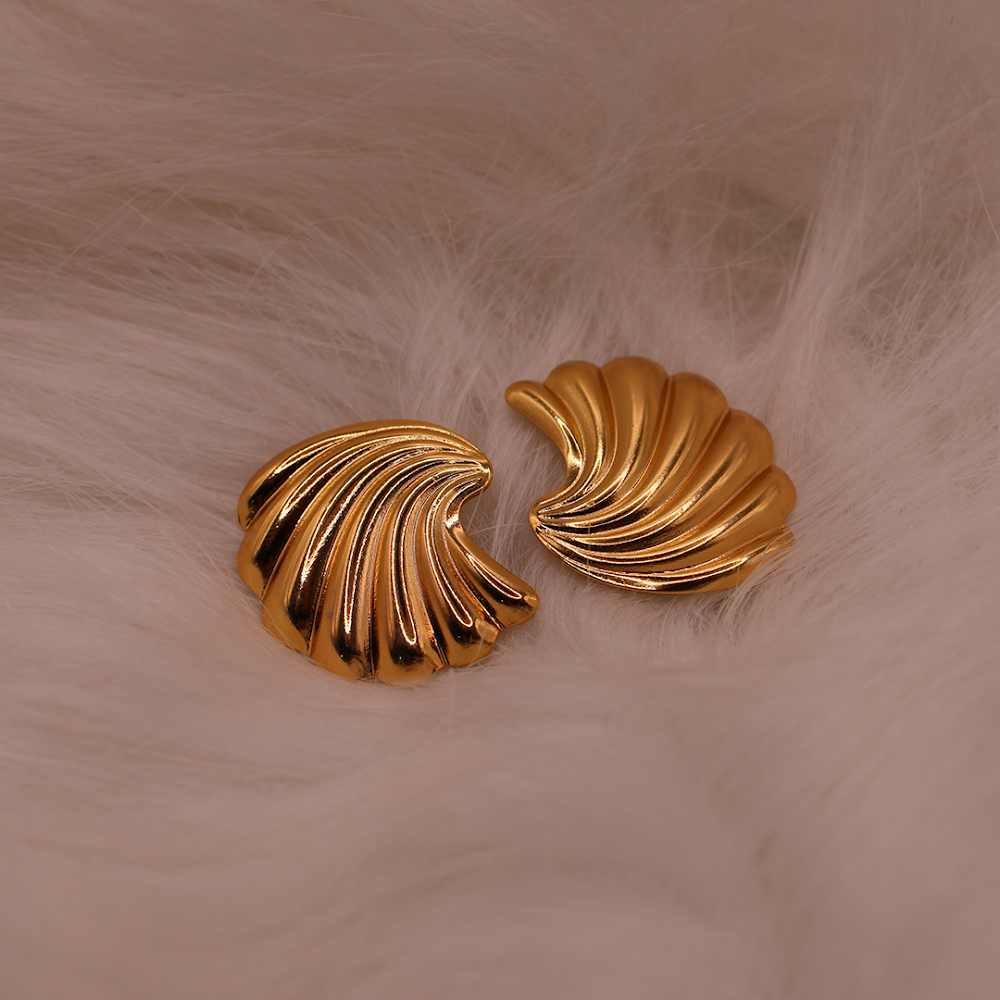 Golden Aura Shell Stud Earrings