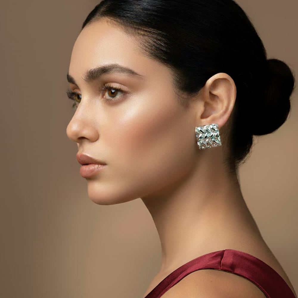 Mercury Weave Cushion Stud Earrings