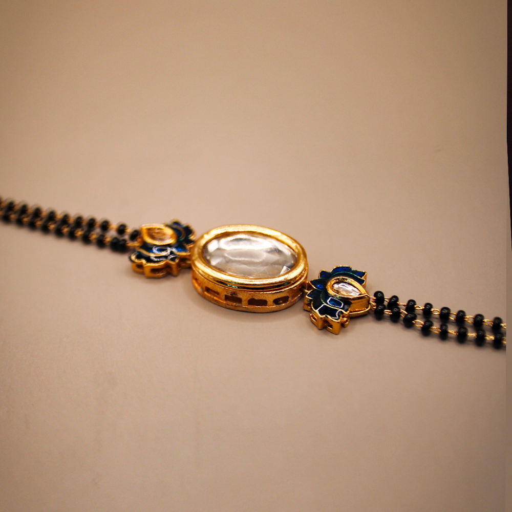 Neel Pushpa Oval Kundan Mangalsutra Bracelet