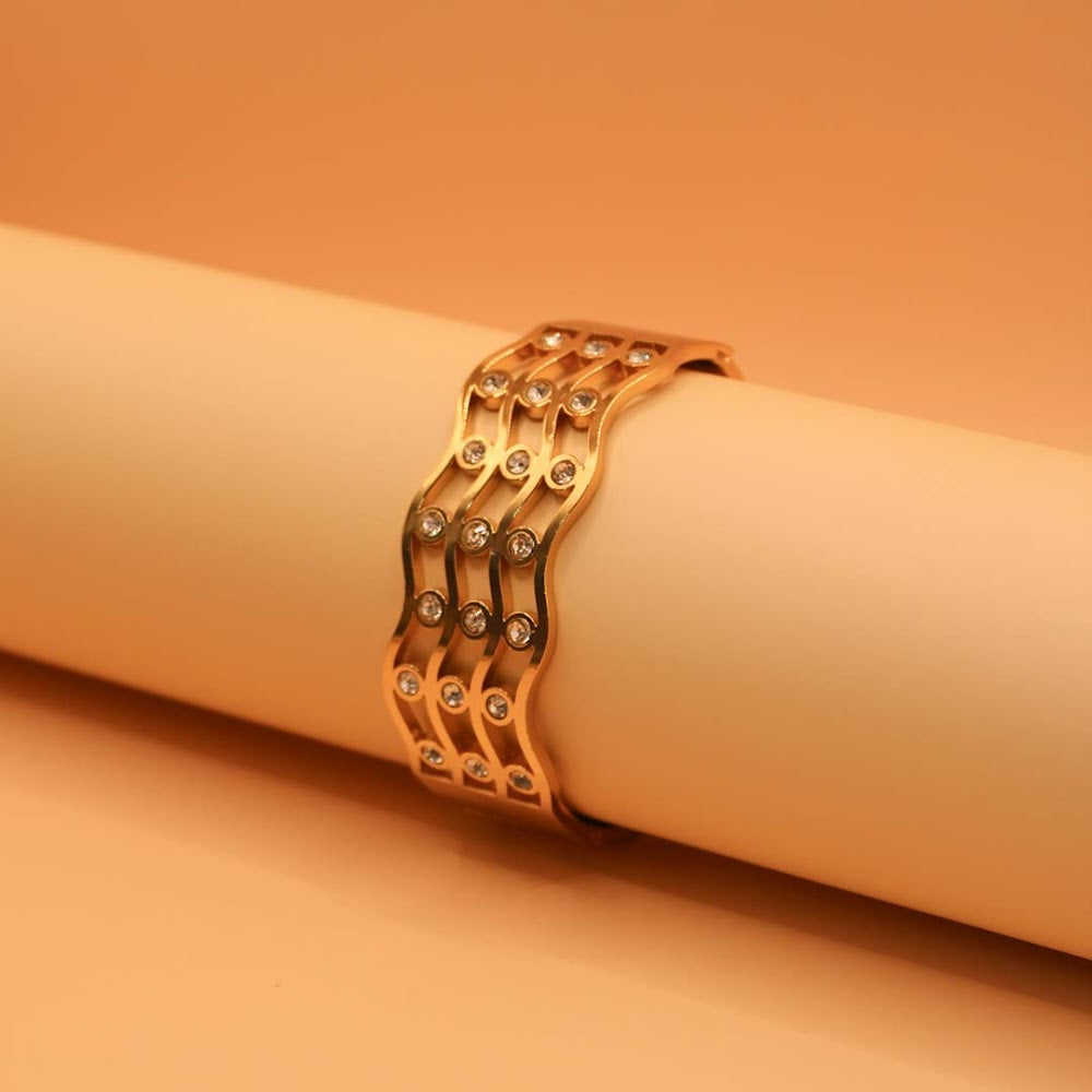 Glimmering Wave Golden Cuff Bracelet