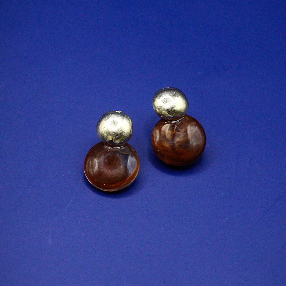 Mahogany Orb High-Shine Stud Earrings