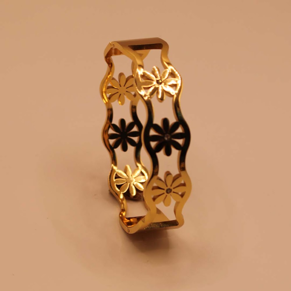 Floral Golden Cuff Bracelet